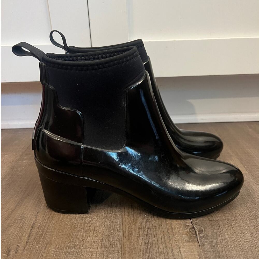 Hunter Refined Mid Heel Gloss Rain Boots